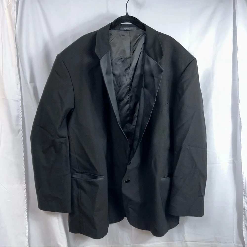 After Six Suit Jacket Formals Black Satin Collar and Buttons Tuxedo Jacket